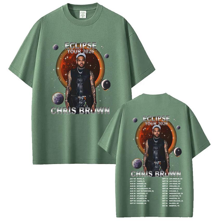 Rapper Chris Brown Eclipse Tour 2026 Concert Tshirt Fan gifts Unisex Women Fashion Hip Hop TShirt Cotton Casual Oversized Tshirts