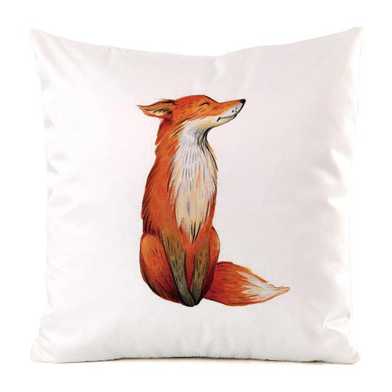 Norwegian Feng Shui Cartoon Fox Digital Printing Short Plush Pillow Covers For Car Sofa Office Cushion Cover Home Goods
