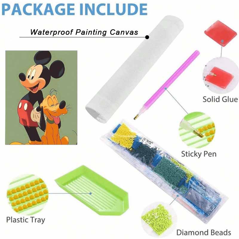 Disney Diamond Painting 5D DIY Mickey & Pluto Diamond Painting Art Diamond Painting Kit Adult/Beginner Gift Idea Home Decor