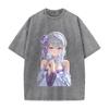 Re ZERO Starting Life In Another World Emilia Printed Tee Men Women Washed Cotton T-shirts Retro T Shirt Harajuku Unisex Tshirt