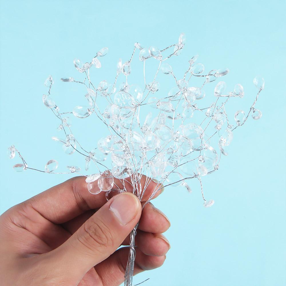 For Home Acrylic Water Drop Artificial Bouquet Crystal Flower Crystal Bud Branches Craft Decoration
