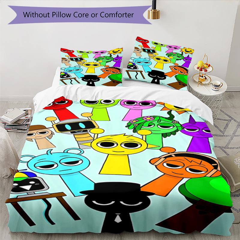 Juego de Ropa de Cama Sprunki de 3 Piezas Funda Nórdica con Cierre Incluye 1 Funda Nórdica y 2 Fundas de Almohada, Suave y Cómodo para Todas las Estaciones.