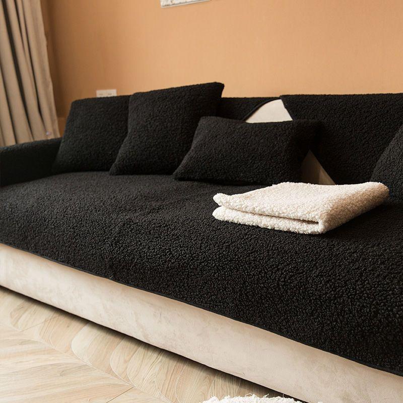

Сплошной цвет, утолщенное полотенце для дивана из овечьей шерсти, противоскользящий чехол для дивана, мягкий коврик для эркера, плюшевые чехлы для диванов для гостиной 70*70cm