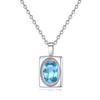 S925 Sterling Silver Necklace Women's Oval Natural Citrine Amethyst Pendant Garnet Peridot Clavicle Chain