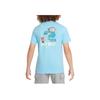 Nike T-Shirt Printed Letter Anime Round Neck Short Sleeve Kids Tops Blue FN9616-407