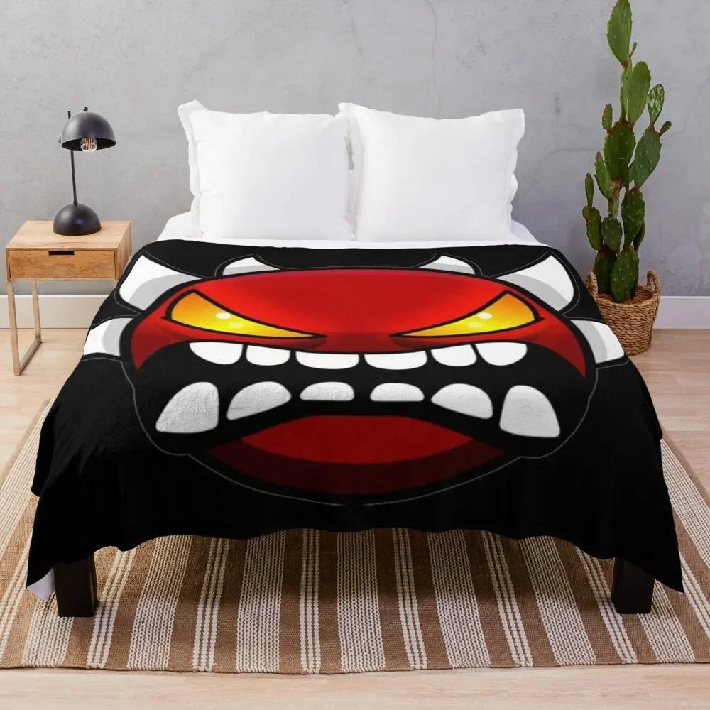 angry geometry dash Throw Blanket funny gift Blankets For Sofas Blankets 75cmx90cm