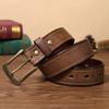 Belt Men's Retro Hand-Rub Color Distressed Pure Cowhide Leather Pin Buckle Fashion Trendy Korean Style Brass Buckle Belt