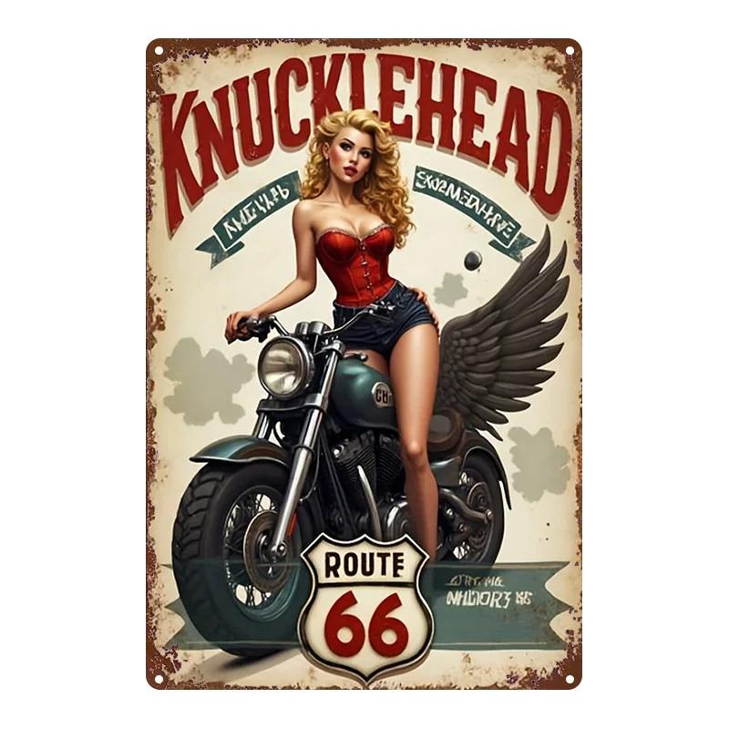 D Flat Pc Metal Sign Vintage Motorcycle Beauty Poster Decor Distressed Look for Home Office Gym Bedroom Decoration Po