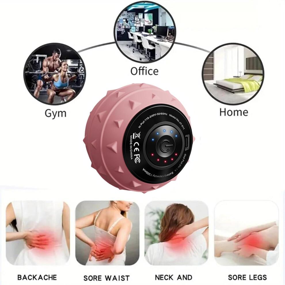 Electric Massage Ball for Hands - Compact Deep Tissue Massager Roller for Body Relaxation, Pink, Ideal for Back, Shoulders, and Legs
