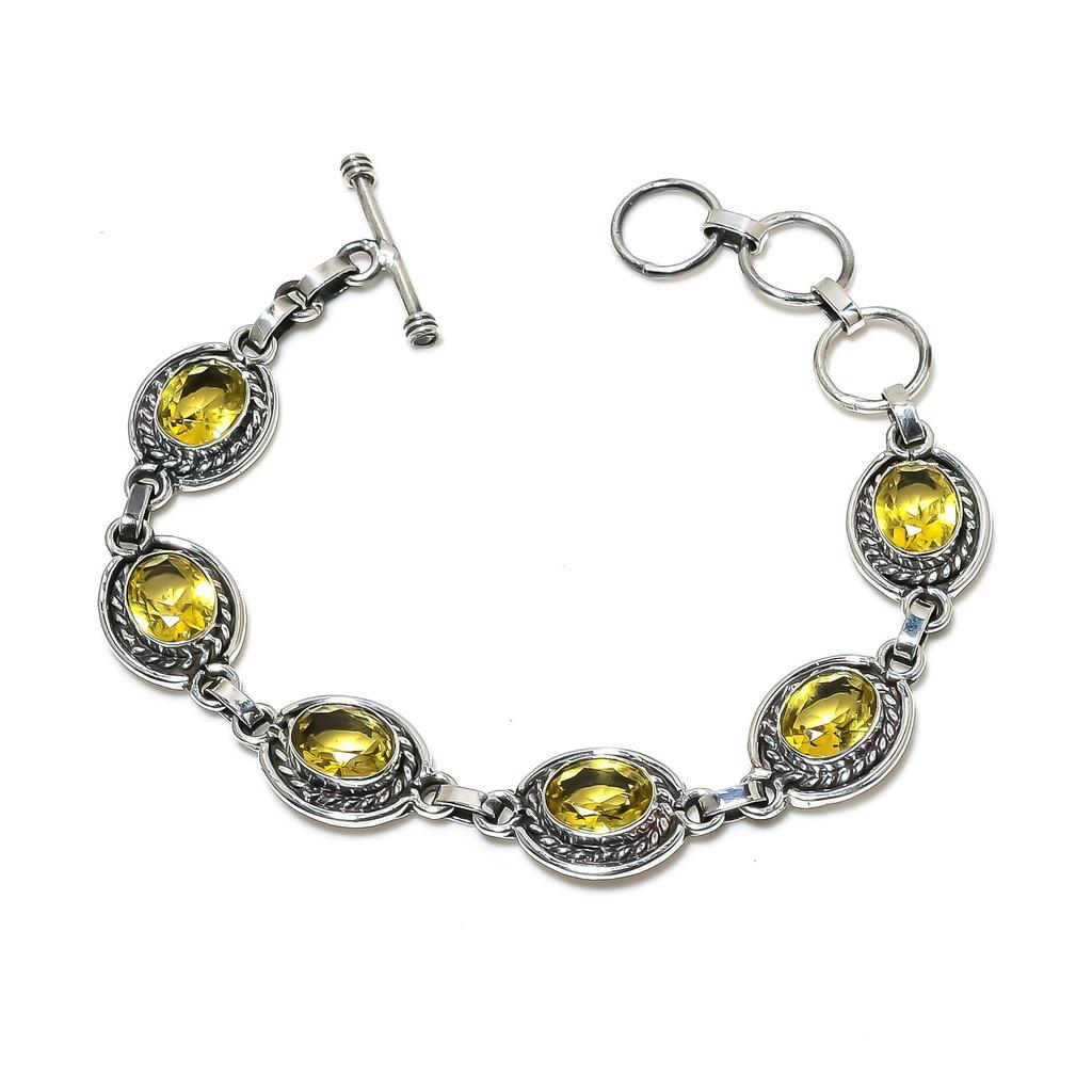 Beautiful Citrine Gemstone Handmade 925 Sterling Silver Bracelet, Citrine Bracelet For Wife , Unisex Bracelet, Easter Gift For Wife
