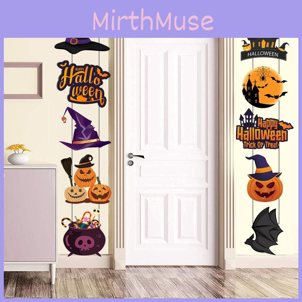 Halloween Door Hanging Decor With Pumpkin And Bat Paper Scene Setter For Party Celebrations