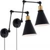 Adjustable Vintage LED Wall Light E27 110-220V Loft Industrial Wall Lamps Retro Bed Bedside Light Black 60W