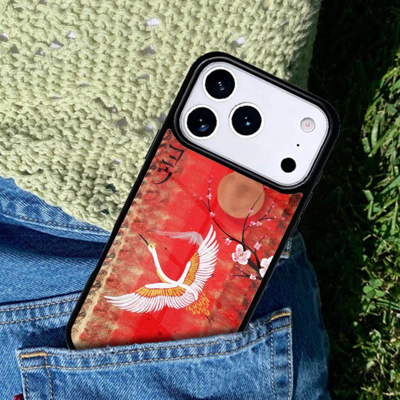 Red-crowned Crane Bird Phone Case For iPhone 17 AIR 16 Pro Max 15 14 Pro 11 12 13 Shockproof Silicone Cover