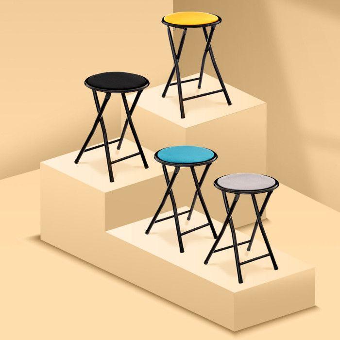 Atmosphera "Mélissa" Velvet Folding Stool - Black - Set of 4