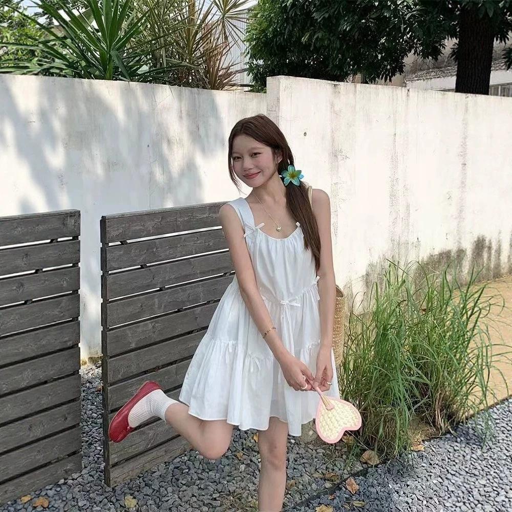 Korean chic vest dress women's summer new sweet little doll skirt pleated loose skirt