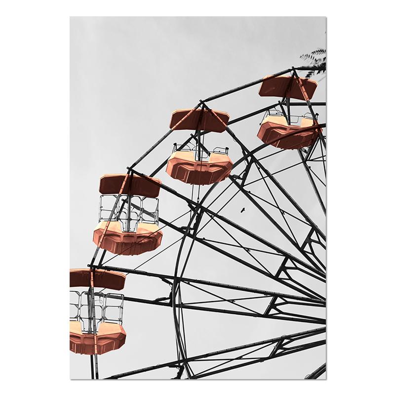 Paris Tower Ferris Wheel Tram Road Street Wall Art Canvas Painting Nordic Posters And Prints Wall Pictures For Living Room Decor