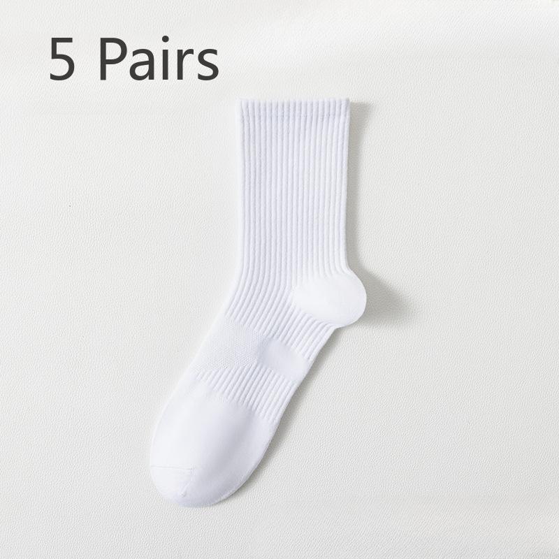5 Pairs of Men's Spring and Autumn Pure Cotton Sports Deodorizing Running Socks