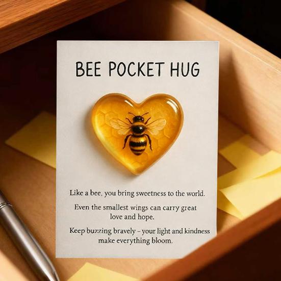 Kolibri Lommeklemme Brikke Hjerteformet Trøstegave for Tap & Lang Distanse Sympati Minne med Kort Bærbar Emosjonell Støtte