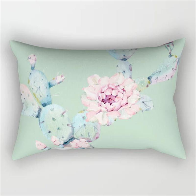 30x50cm Green Tropical Leaves Plant Pillowcase Cactus Flower Polyester Cushion Cover Ins Natural Landscape Pillowslip Home Decor