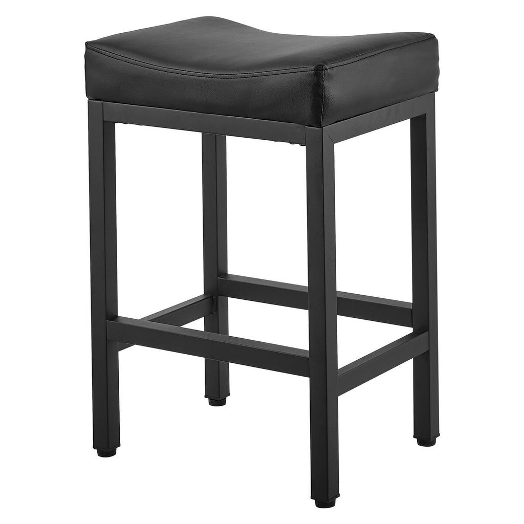 Bar Stool Set of 2, PU Leather Counter Height Stools, 62cm Barstool with Saddle-Seat and Metal Legs, Easy Assembly Backless Bar Chair, Island