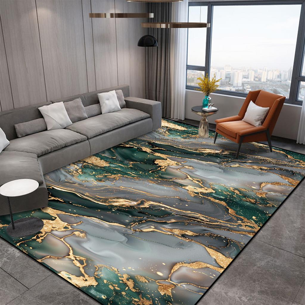 Abstrakter dekorativer Teppich im nordischen Stil für Wohnzimmer Luxus Gold Riss Teppiche für Schlafzimmerdekor Rutschfest Waschbar Sofaseitenmatte