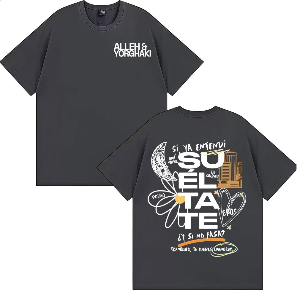 Alleh Yorghaki Su El Ta Te Letter Print Tshirts Unisex High Street Trending Oversized T Shirt Men Casual ONeck Cotton Tshirt