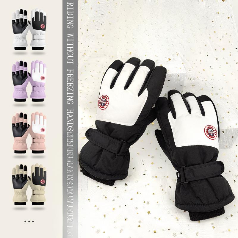 Adult Winter Ski Gloves for Men and Women Windproof Waterproof and Velvet Thickened Professional Outdoor Warm Cycling