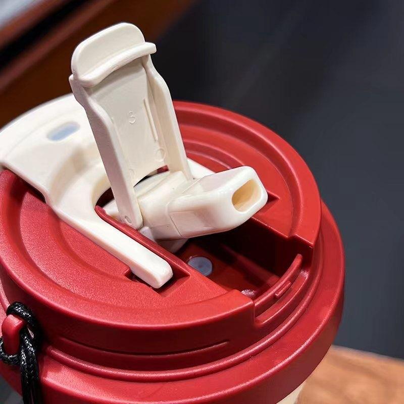 Stilvoller Thermobecher aus 316 Edelstahl mit Strohhalm - Anpassbares Logo-Geschenk