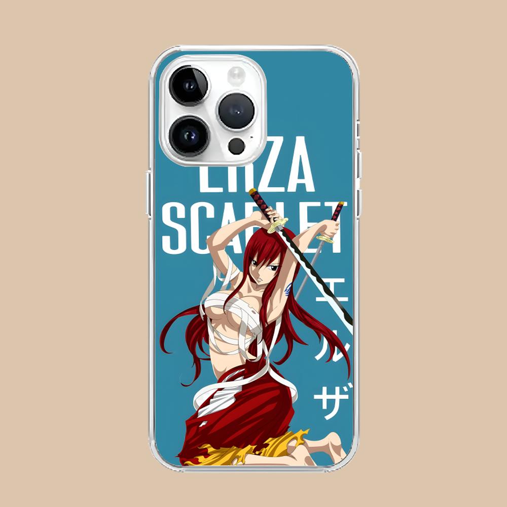 

Fairy Tail Erza Phone Case for iPhone 16 15 14 13 12 11 X XR XS Pro Max Plus Mini Clear Transparent Smartphone Cover Cellphones iPhone XR