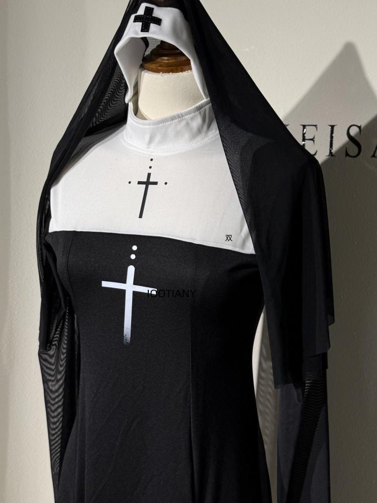 Halloween Cute Female Anime Nun Costume Role Play Performance Clothes Sexy Ladies Performance Fancy Dress Sister Costume New