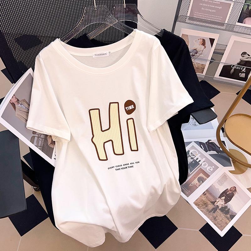 Women s Plus Size Loose Fit Mid-Length Round Neck Short-Sleeve T-Shirt 7XL белый