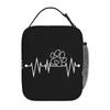 Dog Paw And Heart ECG Heartbeat Insulated Lunch Bag for Women Kids Leakproof Food Boxes Thermal Lunch Box Tote