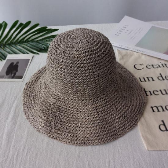 Women's handmade Japanese-style woven straw hat, casual beach hat, sun protection sun hat, fisherman hat, bucket hat, extra large