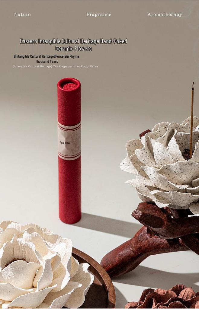 Xichun Hand-Pinched Ceramic Flower Incense Holder | Creative Home Decor Gift