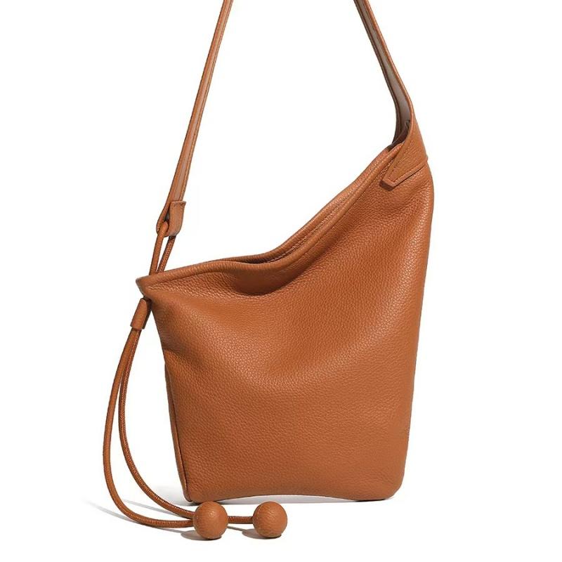 New Genuine Leather Lady Lazy Dumpling Bag Girls Minimalist Niche Asymmetric Design Handbag Women Single Shoulder Crossbody Bag