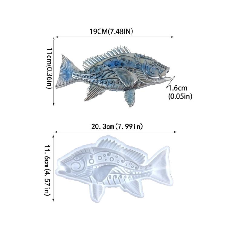 Soft Silicone Mold for DIY Craft Wall Hanging Decorations Embossed Fish Shaped Design Crystal Epoxy Resin Casting Mould