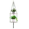 Wall Hanging Corner Shelf Bohemia Handmade Cotton Rope 1/2 Tier Triangle Storage Shelf Farmhouse Rustic Wood Potted Plants Planter Craft Display Rack
