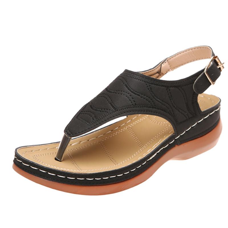 Spring and Summer Footwear Plus Size Round Head Soft Bottom Flat Sandals Women's Shoes
