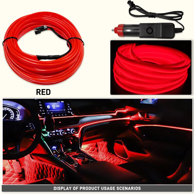 1/3/5M Car Interior Ambient Lights Dashboard Console DIY Flexible Neon Atmosphere Decorative Lamp LED EL Cold Light Strips