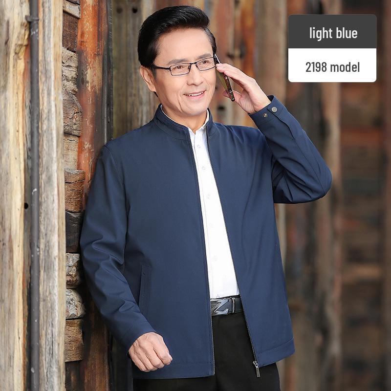 

Dad s Spring & Autumn Lightweight Jacket for Middle-Aged Men 50+ 175 (115-130 lbs) темно-синий