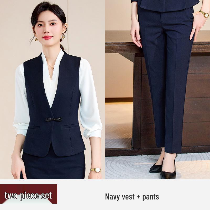Women's Professional Waitress Vest Set - Hotel & Dental Reception Uniform