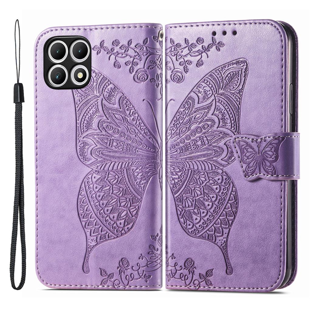 For T-Mobile REVVL 7 Case Butterfly Flower Leather Phone Cover Stand Credit Card Holder