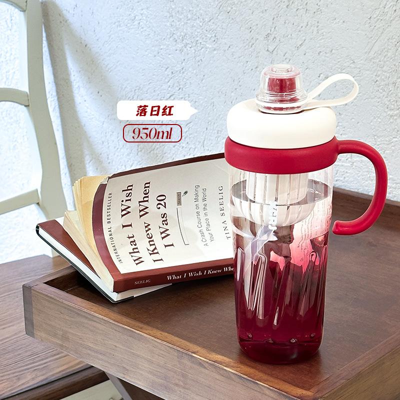 Portable Straw Water Bottle Cute Straw Cup Ice Tumbler for Women Girls Large Capacity Plastic Cup Ins Style Milk Tea Coffee Mug