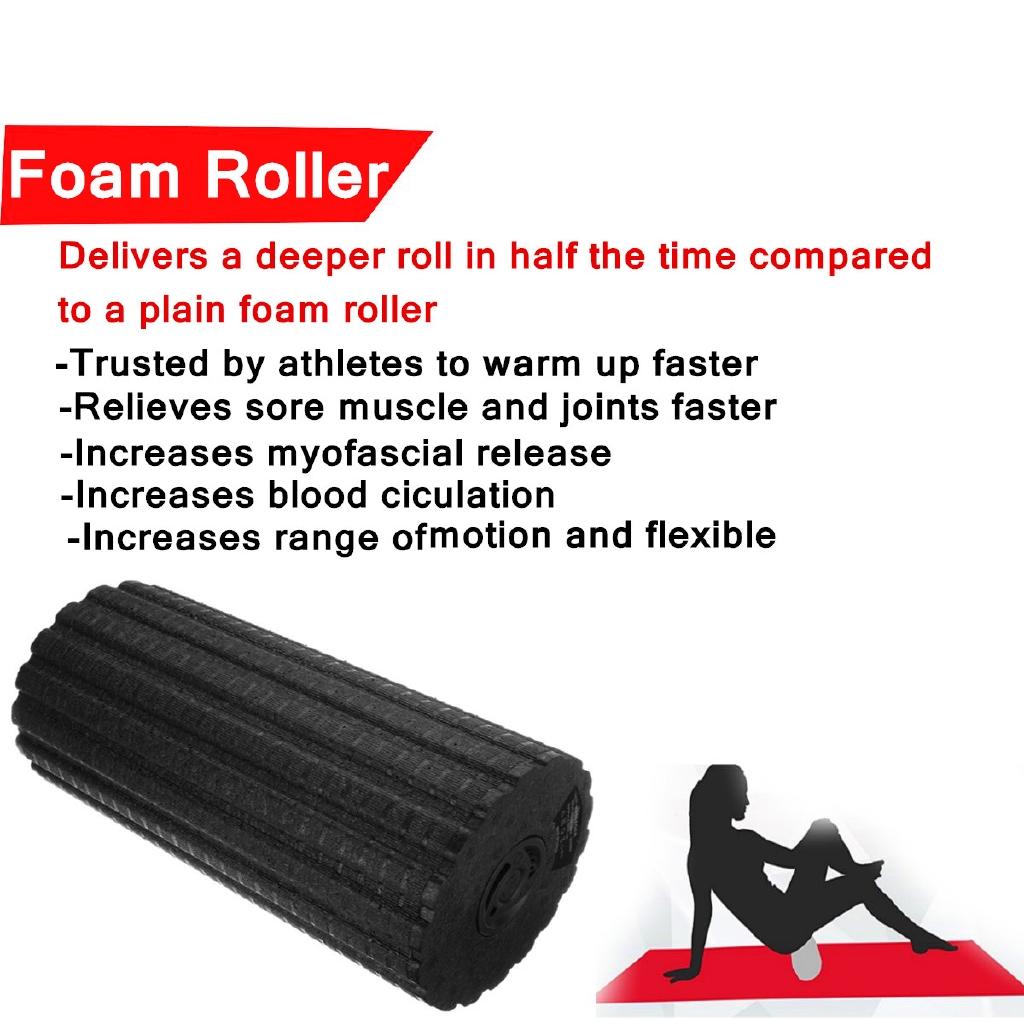 17 inchi Rola de Masaj Electrică Vibratoare Reîncărcabilă 4 Viteze Recuperare Musculară Negru