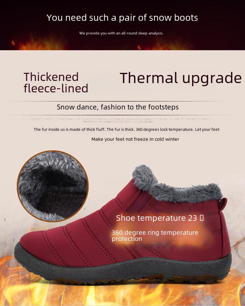 Cizme de zăpadă de iarnă impermeabile, de mărime mare, căptușite cu catifea, din bumbac