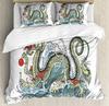 Dragon Duvet Cover Sets King/Queen Size 3D Flying Dragon with Wings Blue Fire Bedding Set Animal 2/3pcs Polyester Quilt Cover