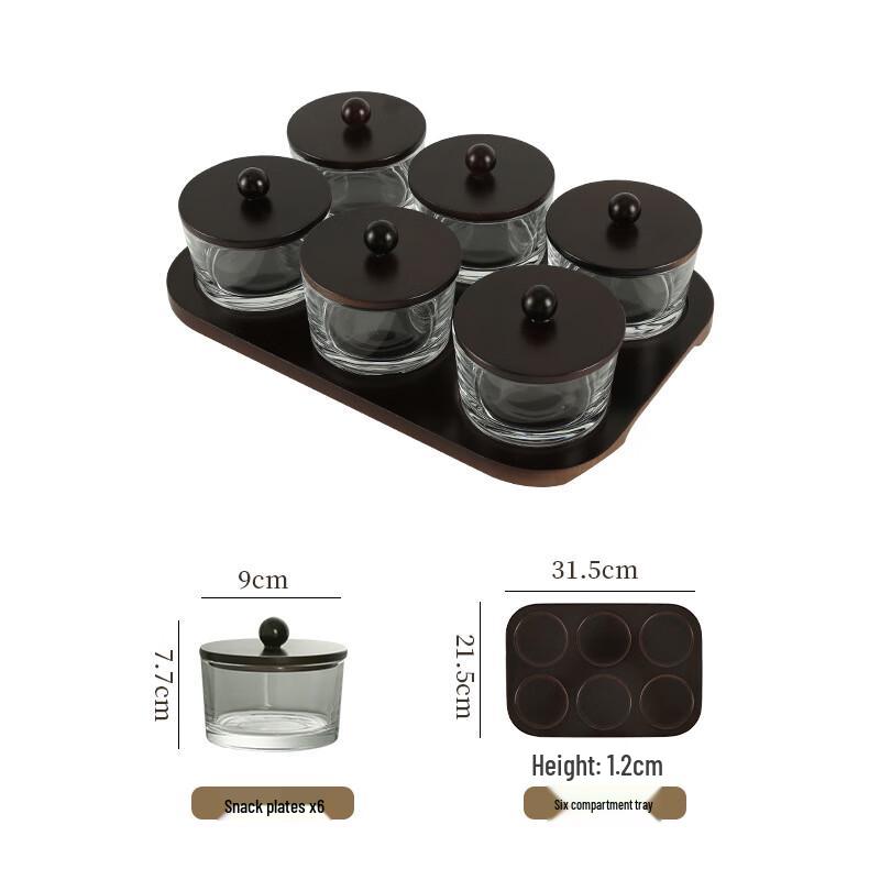 DX Japanese Divided Glass Snack & Fruit Platter - Set of 6