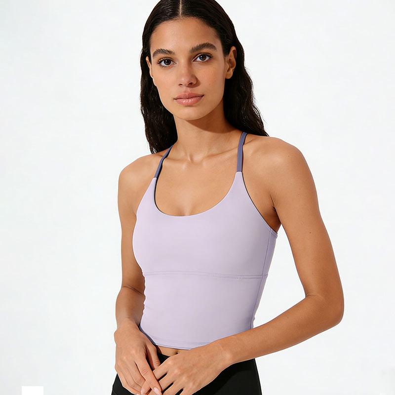 Women's Quick-Dry Yoga Vest with Fixed Bra Pads – Breathable, Bare Feel, Ideal for Fitness, Running, Sports, 2026 Style