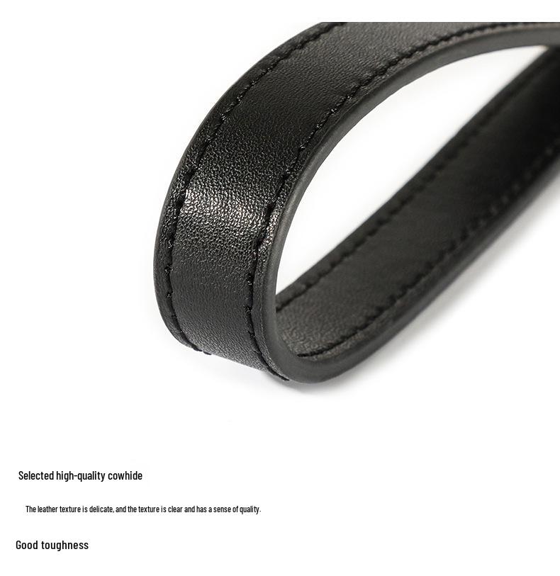 Ma Huang Shi Genuine Leather Unisex Black Single Buckle Shoulder Strap