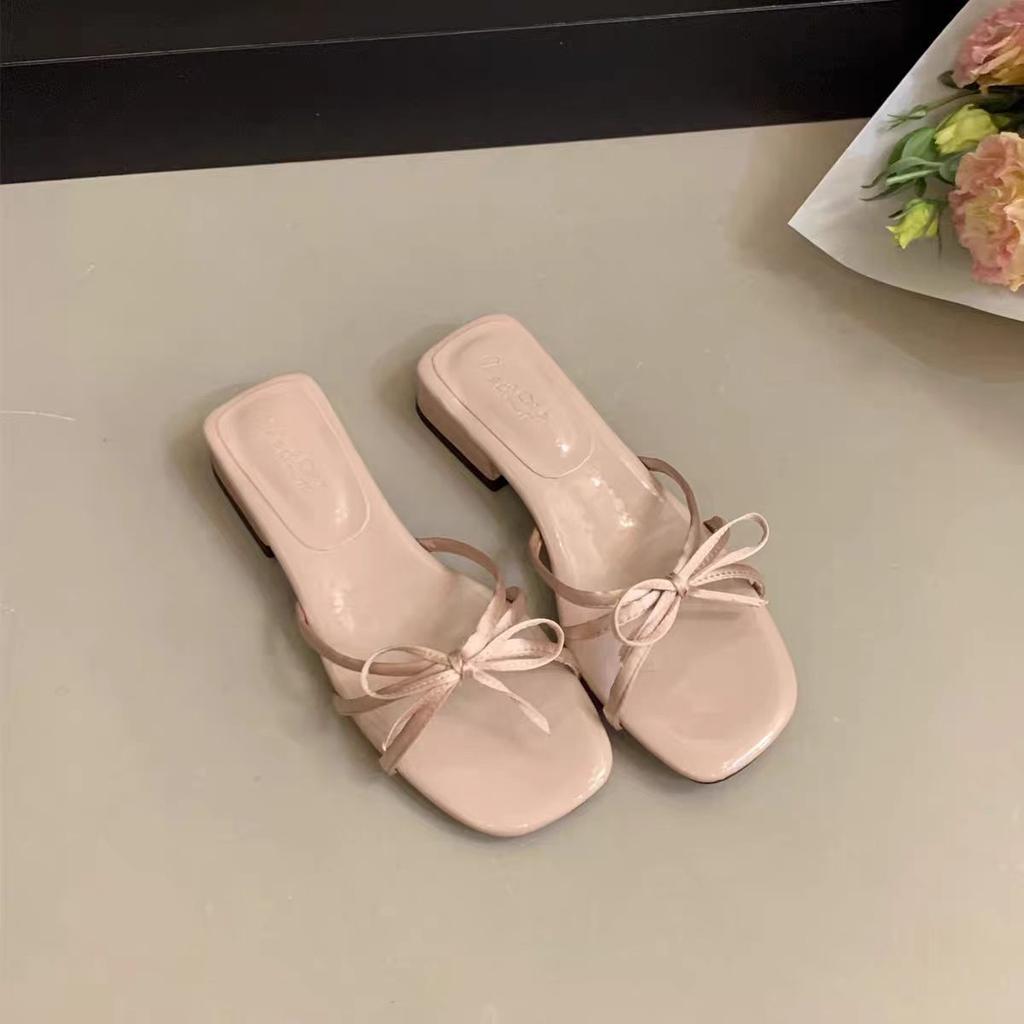 With Skirts, Beautiful Women's Cool Slippers 2025 Gentle Bow Open-toed Slippers Women's Summer Wear